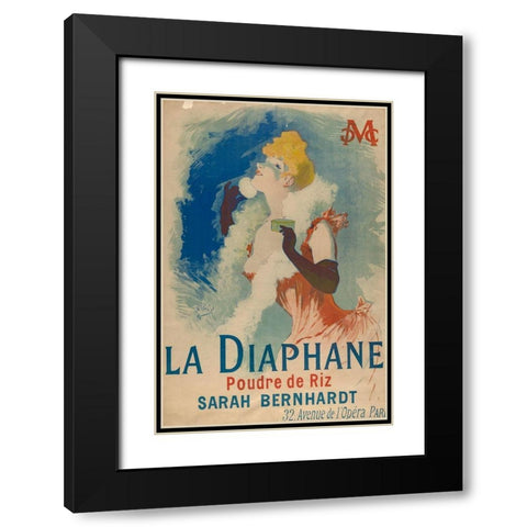 La Diaphane. Poudre de Riz 1890 Black Modern Wood Framed Art Print with Double Matting by Cheret, Jules