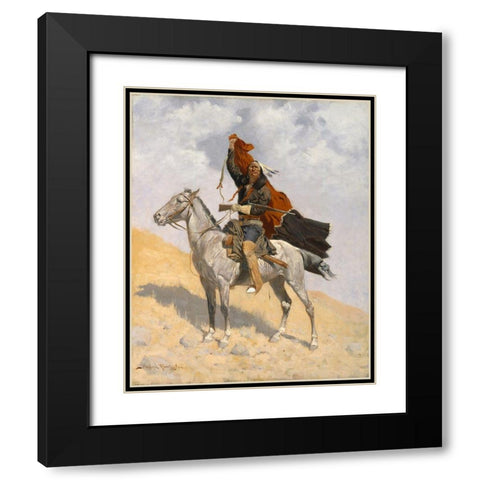 The Blanket Signal Black Modern Wood Framed Art Print with Double Matting by Remington, Frederic
