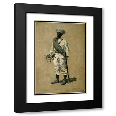 One of Gomez Men Black Modern Wood Framed Art Print with Double Matting by Remington, Frederic