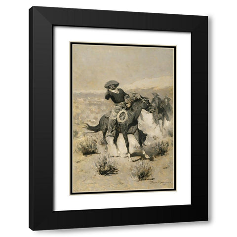Days on the Range Black Modern Wood Framed Art Print with Double Matting by Remington, Frederic
