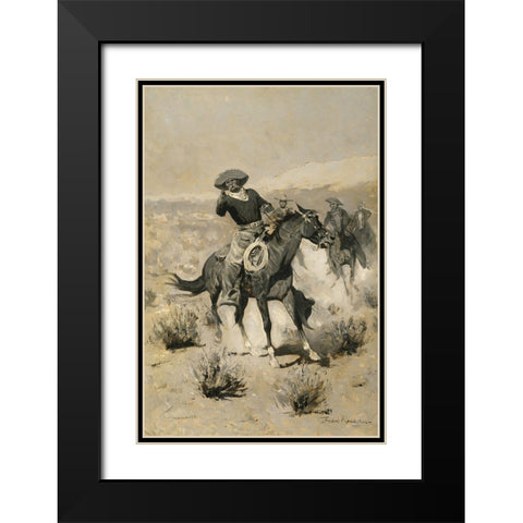 Days on the Range Black Modern Wood Framed Art Print with Double Matting by Remington, Frederic