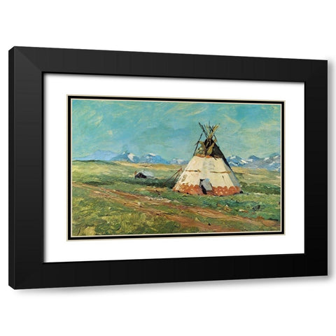 Blackfoot Reservation Montana Black Modern Wood Framed Art Print with Double Matting by Shreyvogel, Charles