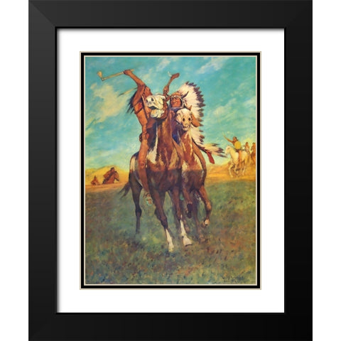 Fight to the Finish Black Modern Wood Framed Art Print with Double Matting by Shreyvogel, Charles