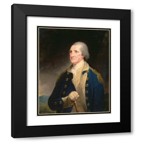 Portrait of George Washington (1785) Black Modern Wood Framed Art Print with Double Matting by Pine, Robert Edge