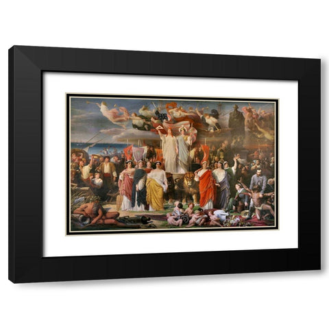 Genius of America Black Modern Wood Framed Art Print with Double Matting by Yvon, Adolphe