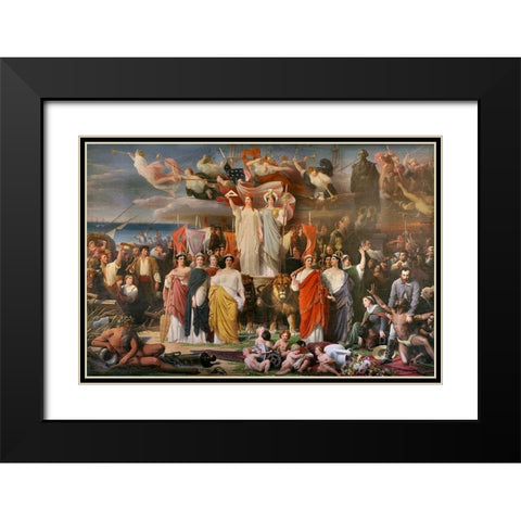 Genius of America Black Modern Wood Framed Art Print with Double Matting by Yvon, Adolphe