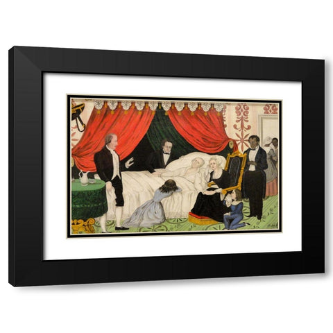 George Washington on His Deathbed Black Modern Wood Framed Art Print with Double Matting by Meister, John