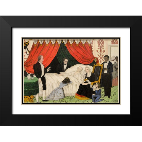 George Washington on His Deathbed Black Modern Wood Framed Art Print with Double Matting by Meister, John