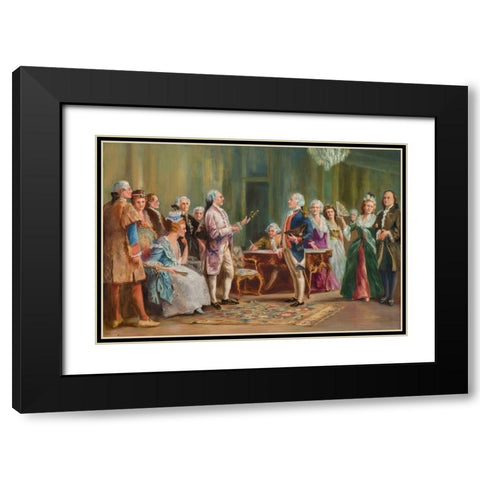 George Washington Accepting Lord Cornwalliss Sword Black Modern Wood Framed Art Print with Double Matting by Hemenway, Alice Spaulding