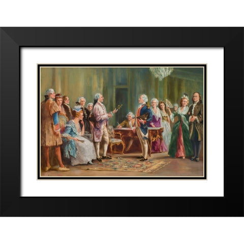George Washington Accepting Lord Cornwalliss Sword Black Modern Wood Framed Art Print with Double Matting by Hemenway, Alice Spaulding