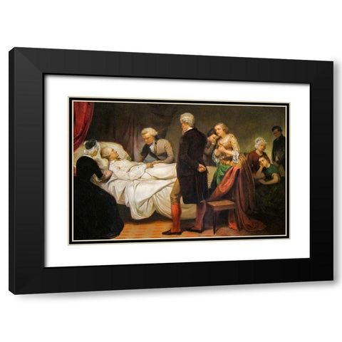 Washington on his Deathbed Black Modern Wood Framed Art Print with Double Matting by Stearns, Junius Brutus