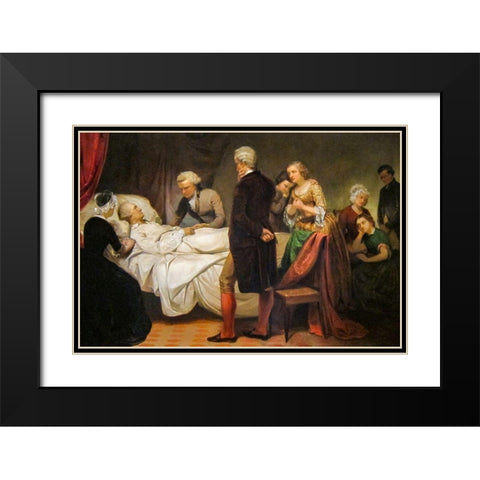 Washington on his Deathbed Black Modern Wood Framed Art Print with Double Matting by Stearns, Junius Brutus