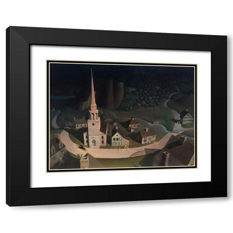 Midnight Ride of Paul Revere Black Modern Wood Framed Art Print with Double Matting by Wood, Grant