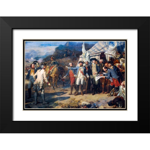 Siege of Yorktown Black Modern Wood Framed Art Print with Double Matting by Couder, Auguste