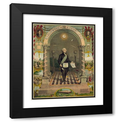 George Washington-freemason Black Modern Wood Framed Art Print with Double Matting by Strobridge and Gerlach