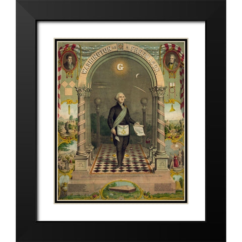 George Washington-freemason Black Modern Wood Framed Art Print with Double Matting by Strobridge and Gerlach