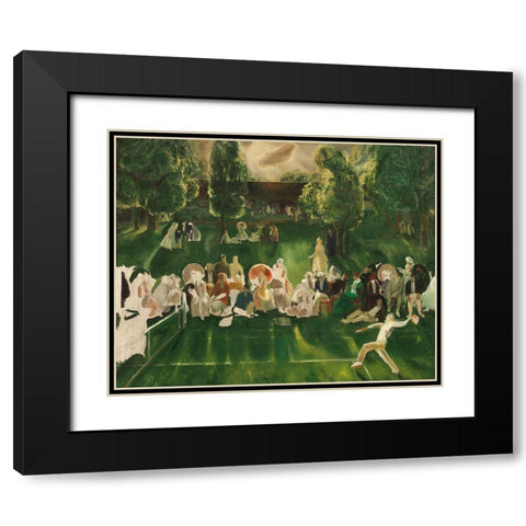 Tennis Tournament Black Modern Wood Framed Art Print with Double Matting by Bellows, George