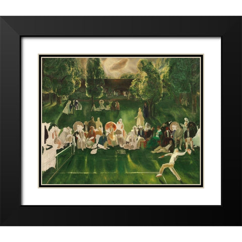 Tennis Tournament Black Modern Wood Framed Art Print with Double Matting by Bellows, George