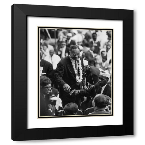 Civil RightsÂ MarchÂ onÂ Washington-D.C. Dr. Ralph Bunche Black Modern Wood Framed Art Print with Double Matting by U.S. Archives