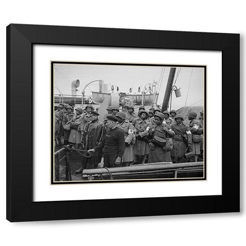 WWII U.S. Army nurses arrive at Greenock-Scotland Black Modern Wood Framed Art Print with Double Matting by U.S. Archives