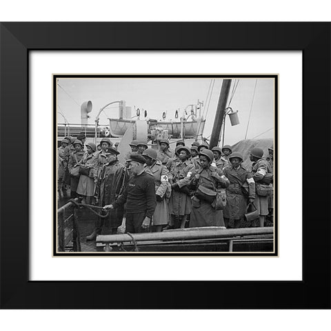 WWII U.S. Army nurses arrive at Greenock-Scotland Black Modern Wood Framed Art Print with Double Matting by U.S. Archives