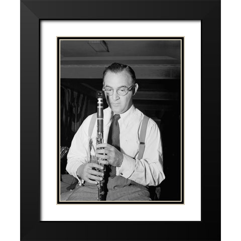 Portrait of Benny Goodman-New York 1946 Black Modern Wood Framed Art Print with Double Matting by Gottlieb, William