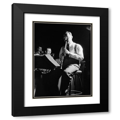 Portrait of Benny Goodman-New York 1947 Black Modern Wood Framed Art Print with Double Matting by Gottlieb, William