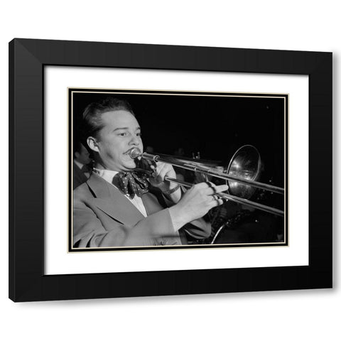 Jazz trombonist Eddie Bert 1947 Black Modern Wood Framed Art Print with Double Matting by Gottlieb, William
