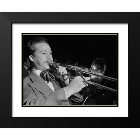 Jazz trombonist Eddie Bert 1947 Black Modern Wood Framed Art Print with Double Matting by Gottlieb, William