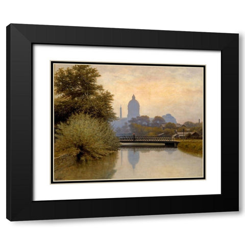 The Canal Morning Effect Black Modern Wood Framed Art Print with Double Matting by Gruelle, Richard Buckner