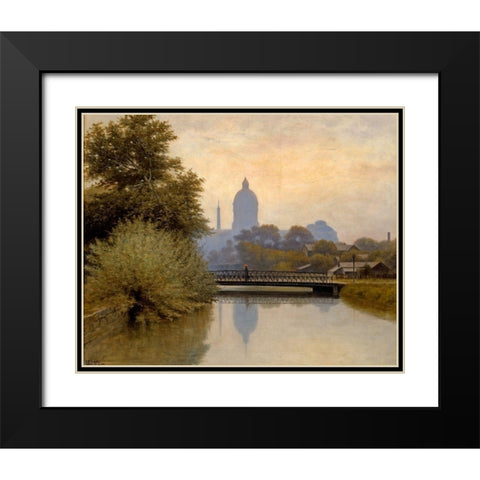 The Canal Morning Effect Black Modern Wood Framed Art Print with Double Matting by Gruelle, Richard Buckner