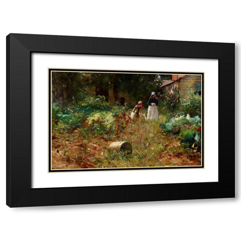 In the Garden Black Modern Wood Framed Art Print with Double Matting by Forsyth, William J.