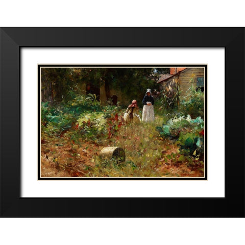 In the Garden Black Modern Wood Framed Art Print with Double Matting by Forsyth, William J.