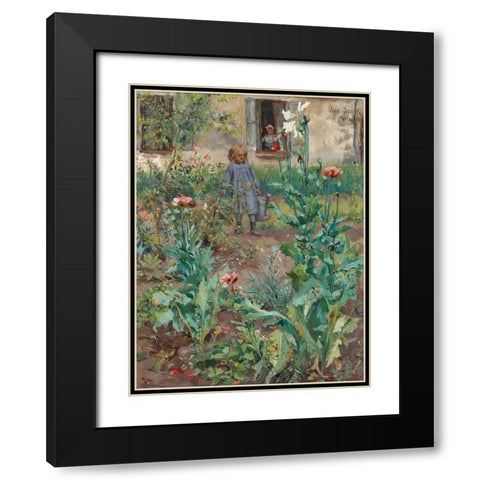 Garden in Paris Black Modern Wood Framed Art Print with Double Matting by Stark, Otto
