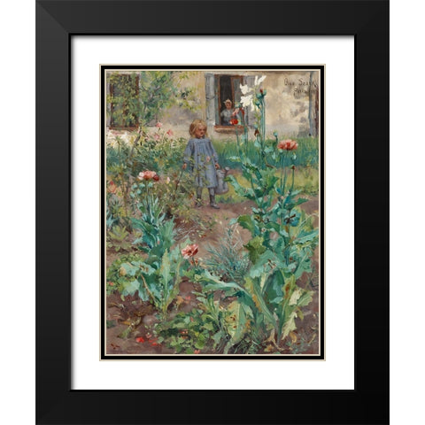 Garden in Paris Black Modern Wood Framed Art Print with Double Matting by Stark, Otto