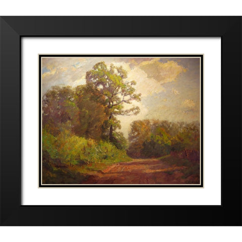 Sunny Road Black Modern Wood Framed Art Print with Double Matting by Steele, Theodore Clement