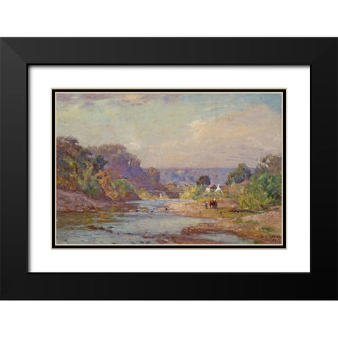 Brookville Landscape Black Modern Wood Framed Art Print with Double Matting by Steele, Theodore Clement