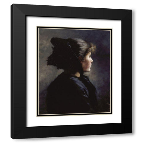 Munich Girl Black Modern Wood Framed Art Print with Double Matting by Steele, Theodore Clement
