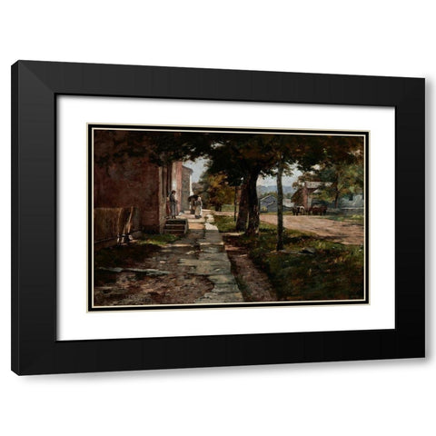 Street in Vernon Black Modern Wood Framed Art Print with Double Matting by Steele, Theodore Clement