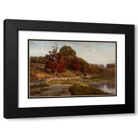Oaks of Vernon Black Modern Wood Framed Art Print with Double Matting by Steele, Theodore Clement