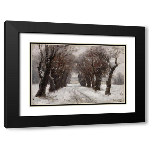 Winter in Munich Black Modern Wood Framed Art Print with Double Matting by Steele, Theodore Clement