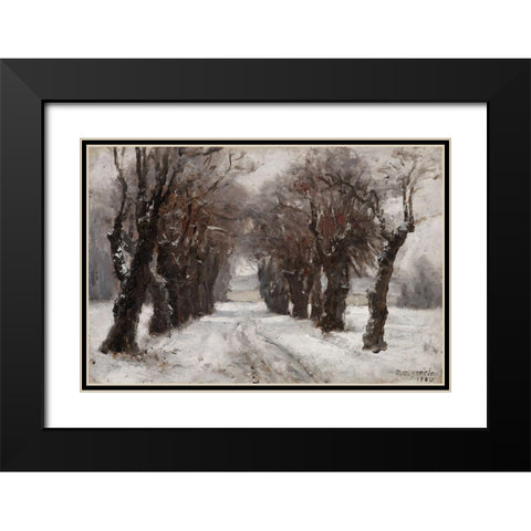 Winter in Munich Black Modern Wood Framed Art Print with Double Matting by Steele, Theodore Clement