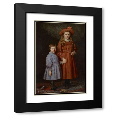 The Pierce Children Black Modern Wood Framed Art Print with Double Matting by Steele, Theodore Clement