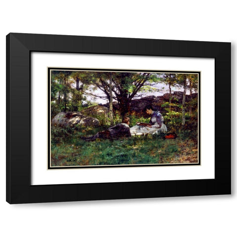 A June Idyl Black Modern Wood Framed Art Print with Double Matting by Steele, Theodore Clement