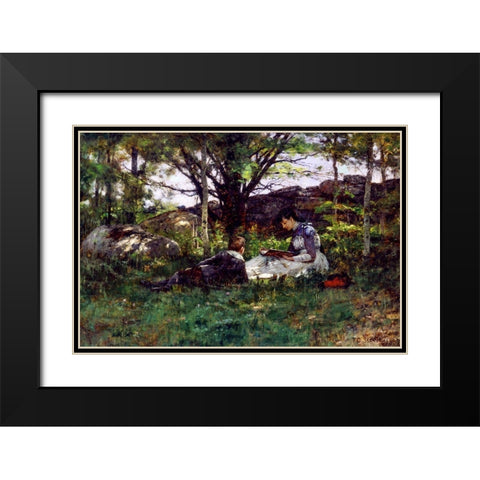 A June Idyl Black Modern Wood Framed Art Print with Double Matting by Steele, Theodore Clement