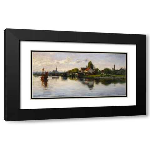 Village of Schliersee-Highlands Black Modern Wood Framed Art Print with Double Matting by Steele, Theodore Clement