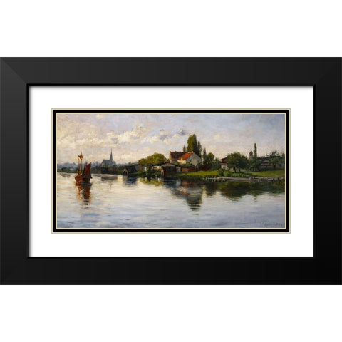 Village of Schliersee-Highlands Black Modern Wood Framed Art Print with Double Matting by Steele, Theodore Clement
