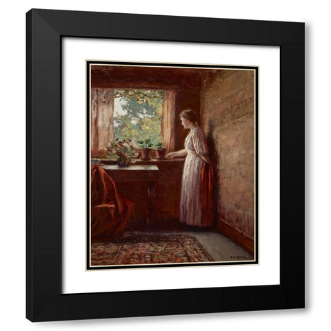 The Girl by the Window Black Modern Wood Framed Art Print with Double Matting by Steele, Theodore Clement