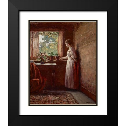 The Girl by the Window Black Modern Wood Framed Art Print with Double Matting by Steele, Theodore Clement