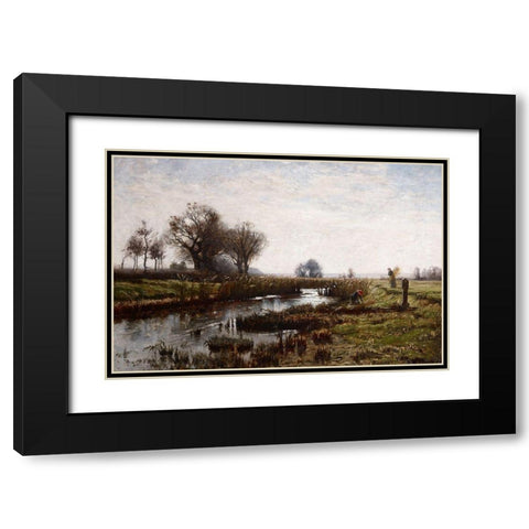 Late Afternoon-Dachau Moor Black Modern Wood Framed Art Print with Double Matting by Steele, Theodore Clement